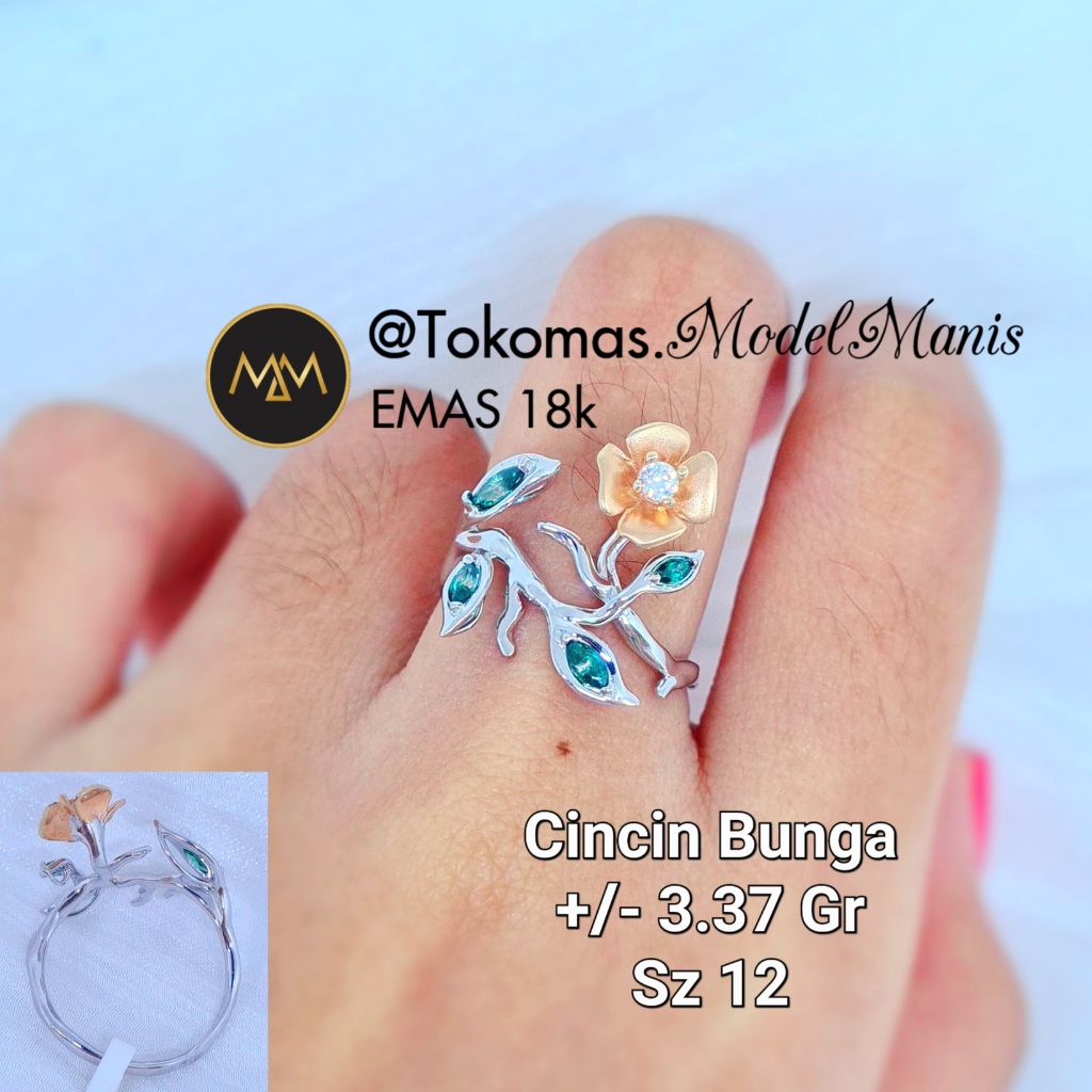 Cincin Flower Garden New Series Sandra Dewi Gold Putih 755 Kadar 18k