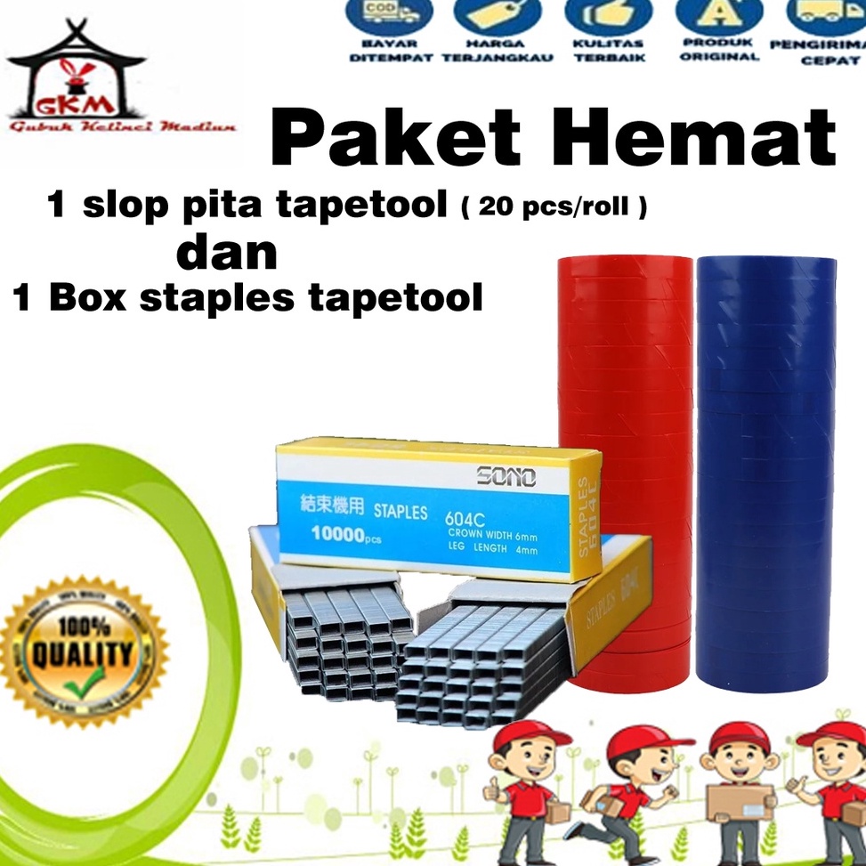 

Diskon Untung Paket Hemat 1 Slop Pita Tapetool Isi 2 Rol Dan 1 Box Staples Tapetool Isi 1