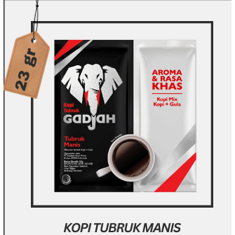 

kopi tubruk gadjah gula dipisah kemasan renteng