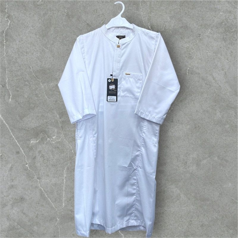 Gamis baju muslim anak laki-laki warna putih polos bahan katun