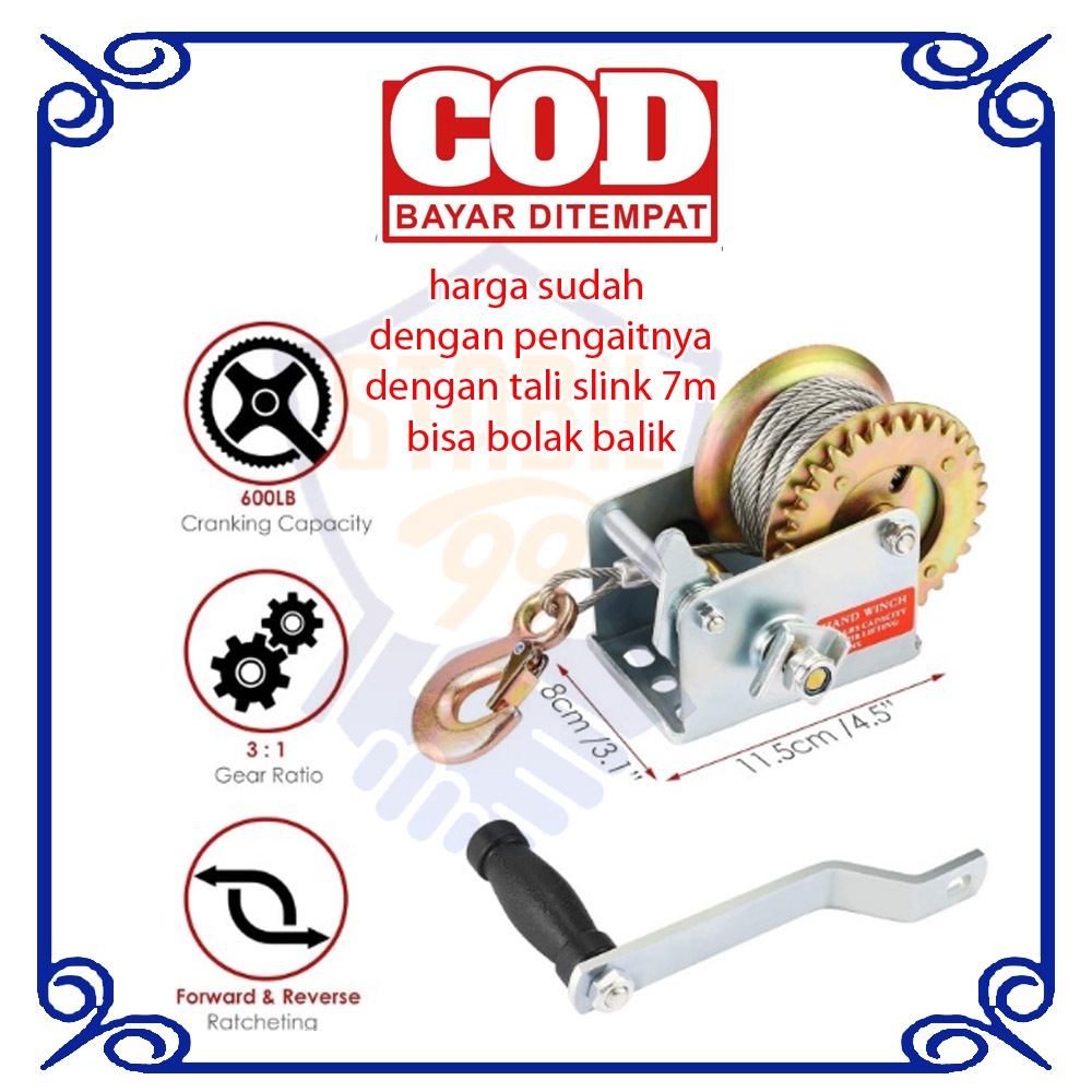 katrol kerek derek kerekan gulungan joran pancing mancing hand winch boat max 360kg baitcasting