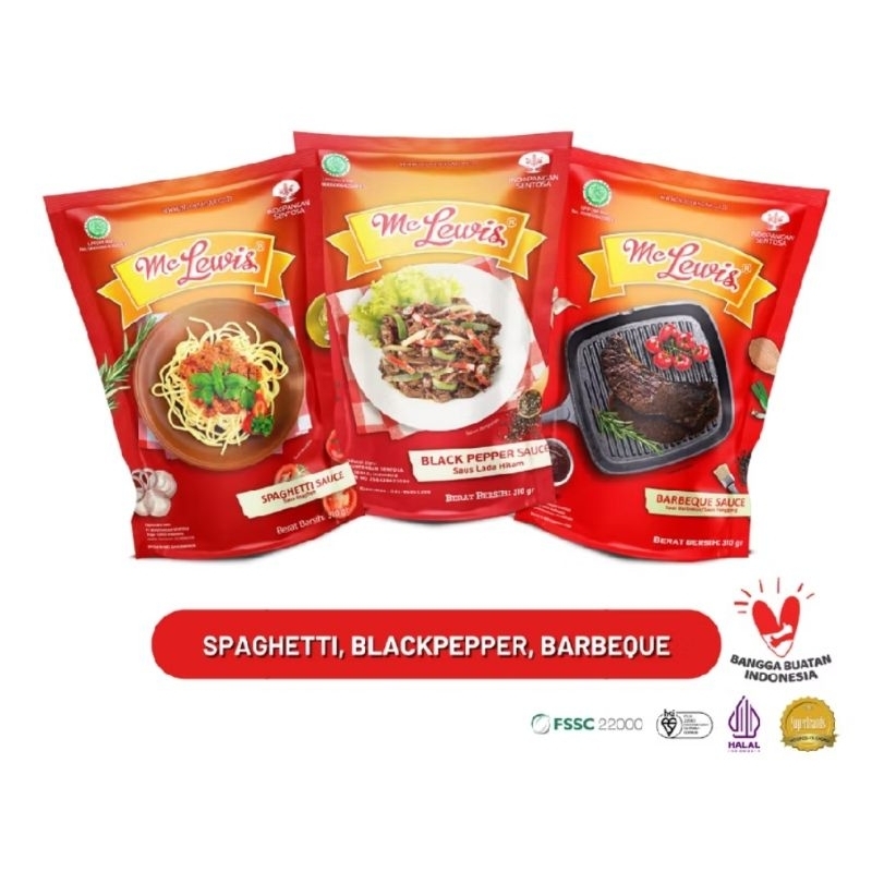 

Mc Lewis* Saus Barbeque Mc Lewis, Saus Blackpepper Mc Lewis & Saus Spaghetti Mc Lewis uk. 310gr