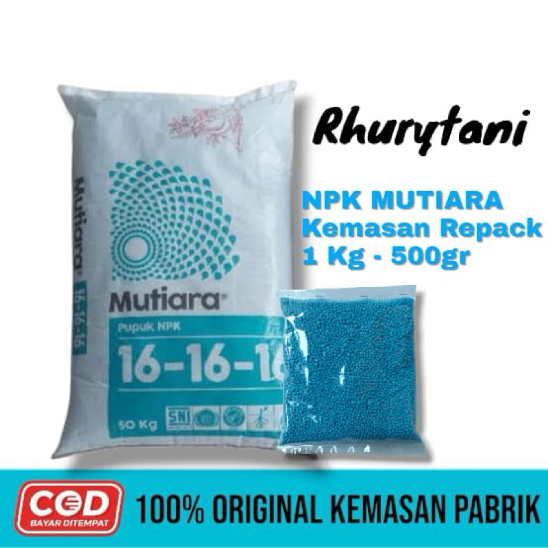 REPACK 1 KG Pupuk Npk Mutiara 16-16-16 100% Asli / Pupuk Mutiara Murah / Pupuk  Pertumbuhan Pertania