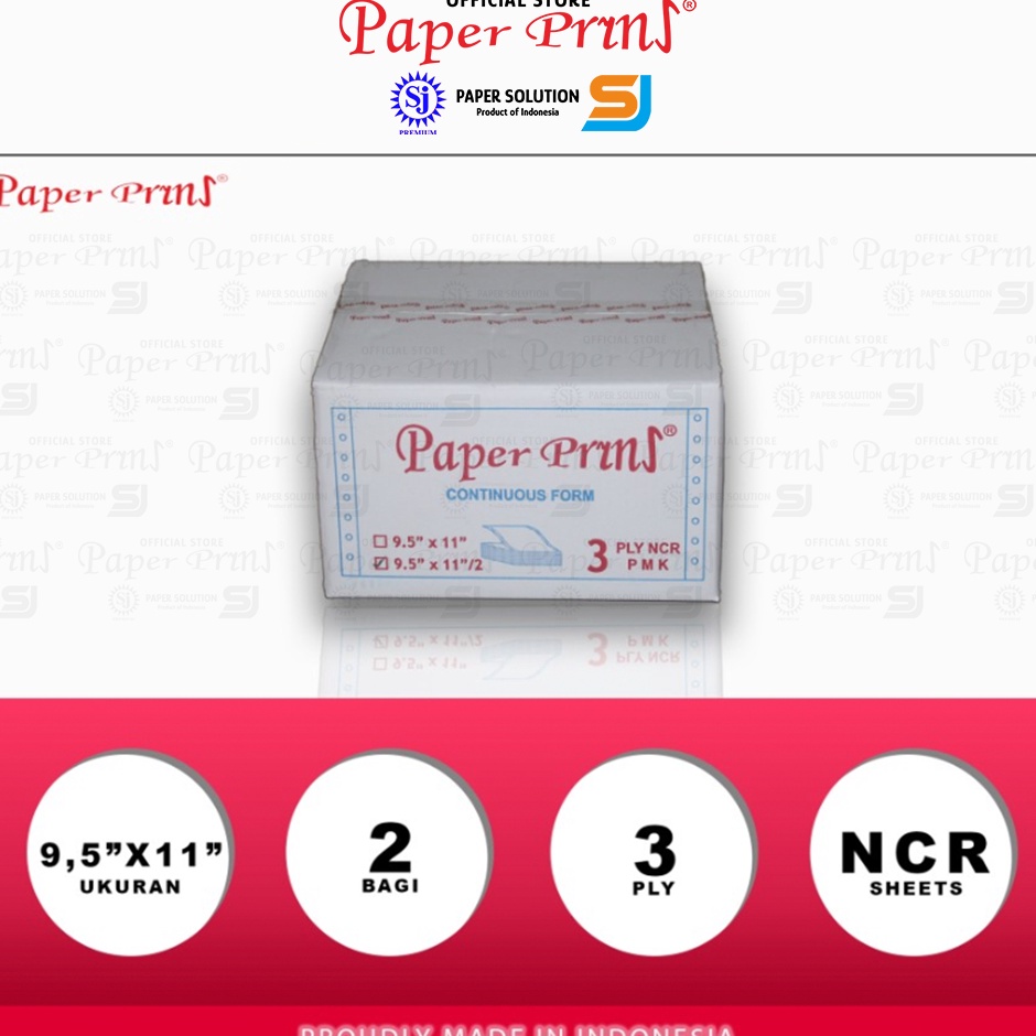 

KODE H55F Paperpryns Kertas Continuous Form 3PLY NCR PRS 95 x 112 Bagi 2