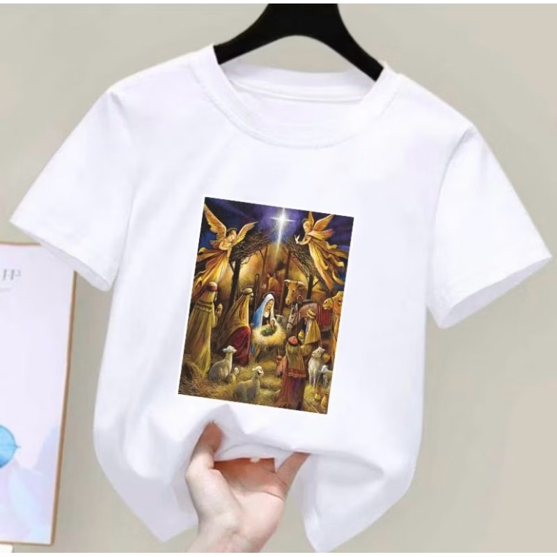 BAJU KAOS ANAK NATALAN, BAJU MERRY CHRISTMAS ANAK YESUS LAHIR DI PALUNGAN