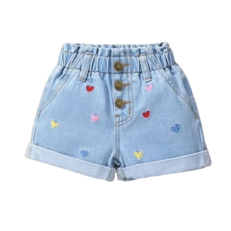 KODE B87R Celana Jeans Pendek Anak Perempuan Bordir Cinta J56 1  5 Tahun