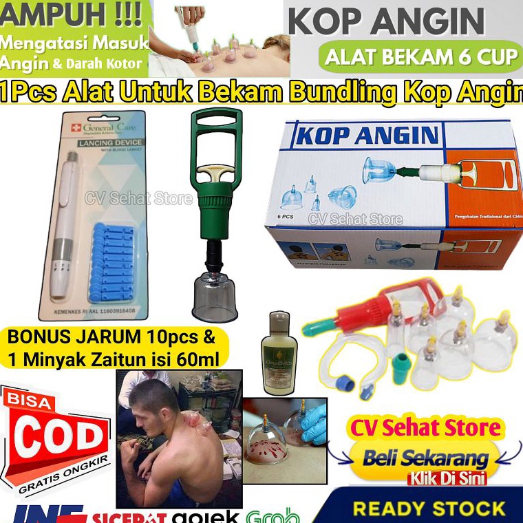 Top Seller Alat Bekam Komplit Full Set 6 Kop Dan Pen Lancing Device Becam Autoklik Terapi Tradisiona
