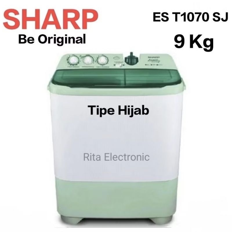 Mesin Cuci Dua Tabung Hijab 9 Kg Sharp ES T 1070 SJ Super Aqua Magic