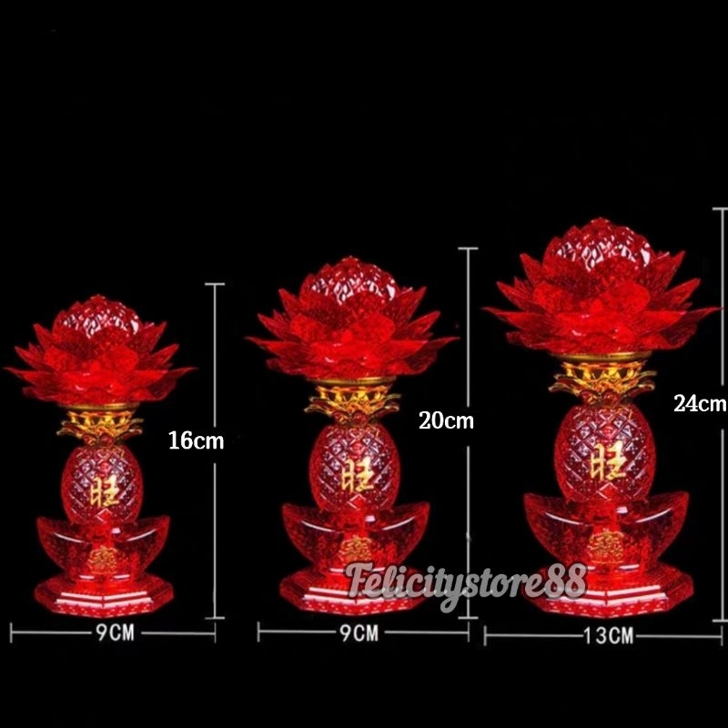 lampu Led Sembahyang model nanas onglai teratai merah lampu Kristal sembahyang led lampu altar semba