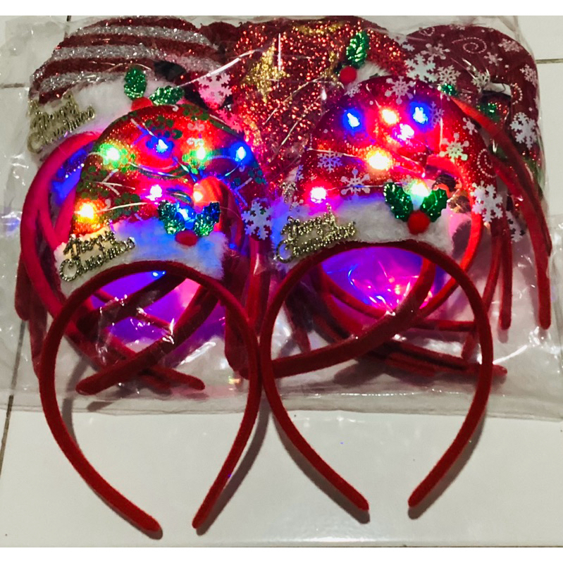 haziksport - lusinan bando natal, bando natal santa claus, bando natal rusa, bando natal topi led