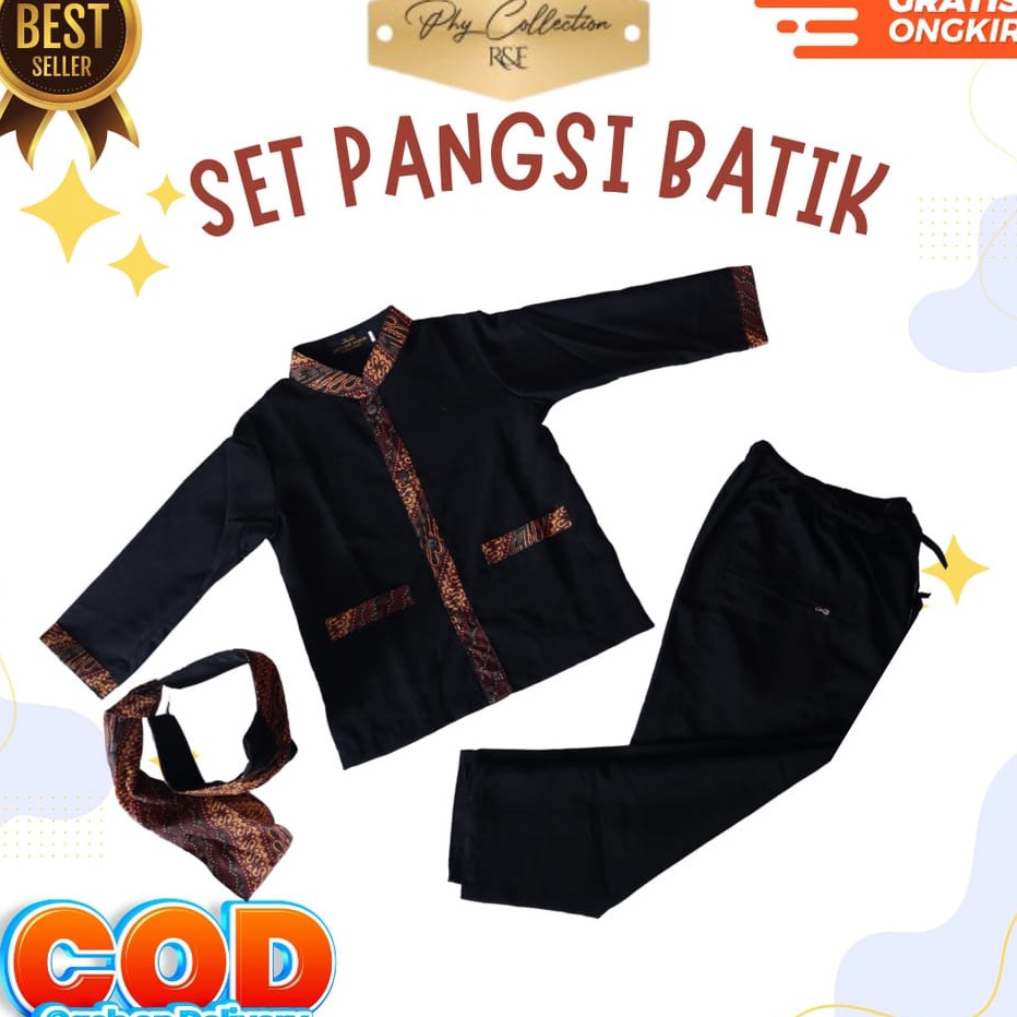 Baju Pangsi Anak Batik Polos baju kampret dan Seragam Sekolah BELUM TERMAUK IKAT KEPALA TK SD BAJU A