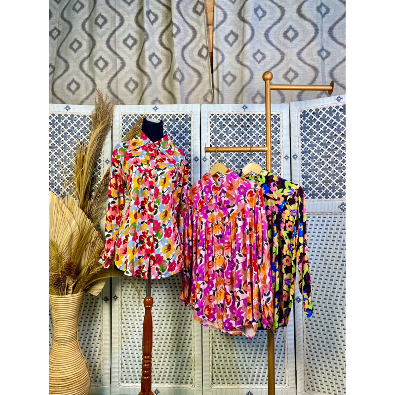 Kemeja Wanita Motif Bunga / Blouse Rayon Wanita