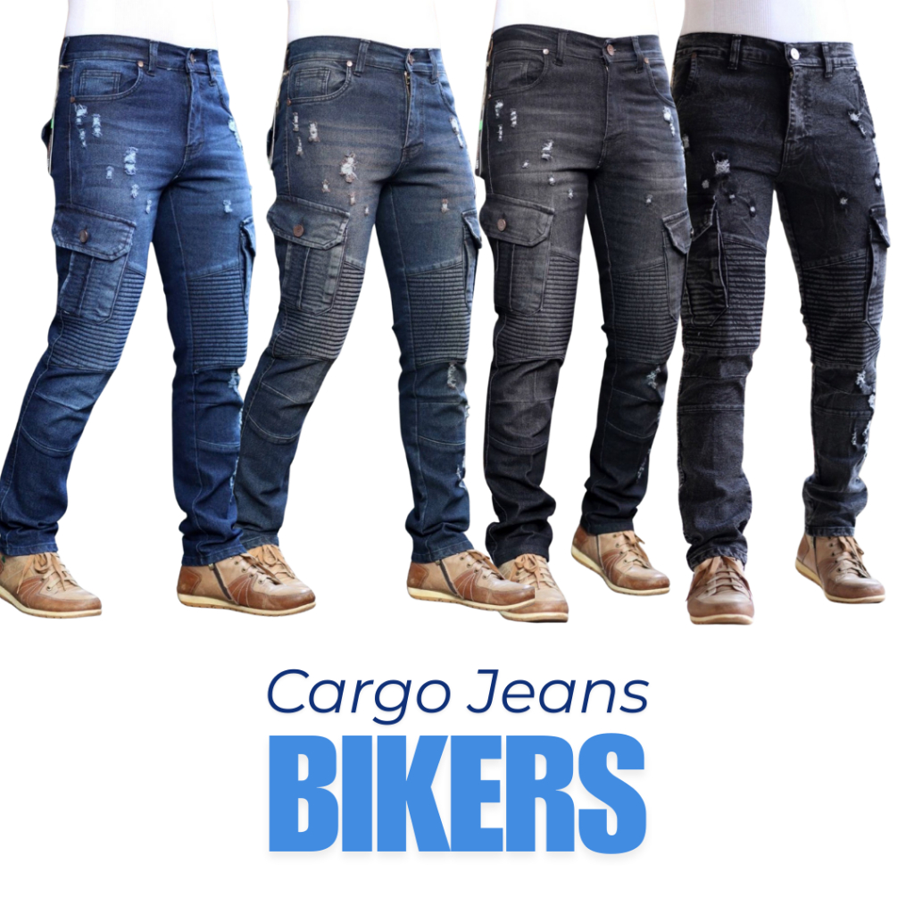 Celana Cargo Bikers Pria Bahan Jeans Big Size - STARLEE