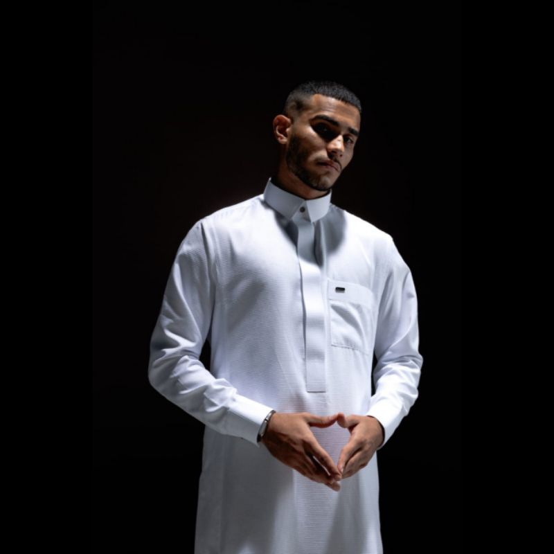 AL LUTHFI Jubah / Thobe  / Gamis Pria Putih Manset Kerah Katun Premium