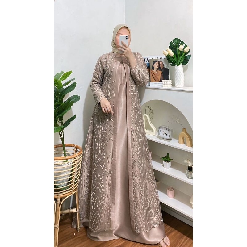 GAMIS PESTA ROMPI INARA SATIN BRIDALL MIX VELVET // GAMIS PESTA MUSLIMAH WANITA TERLARIS// GAMIS KON