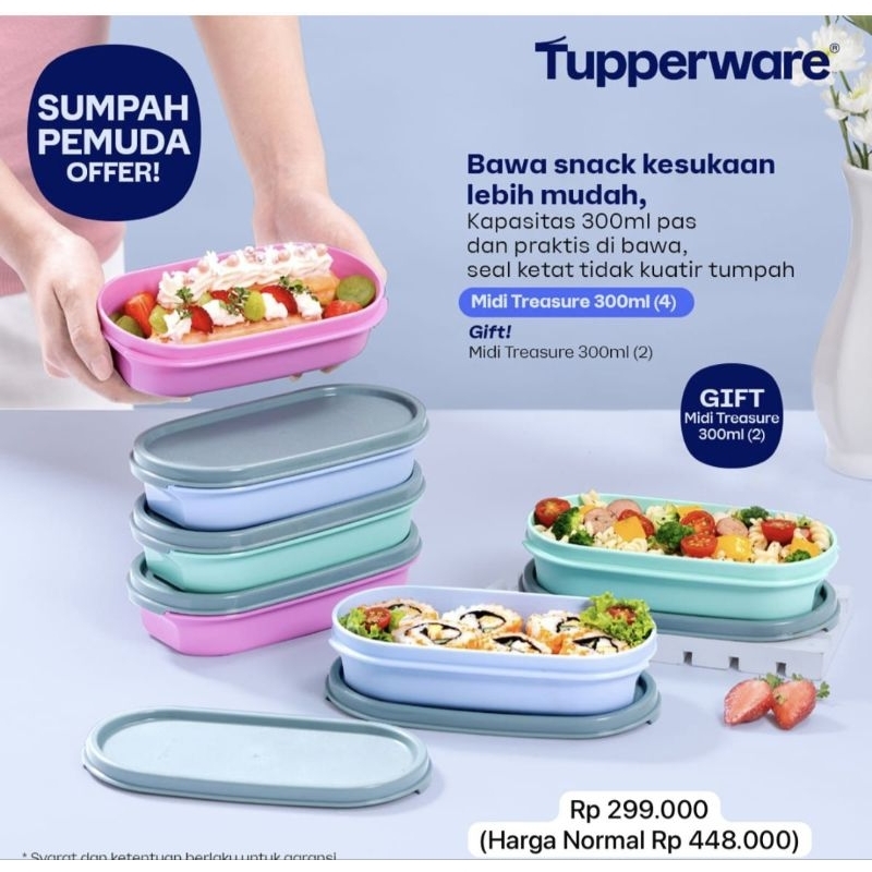 Tupperware Base Saja Midi Treasure Uk 300ml Toples tanpa tutup