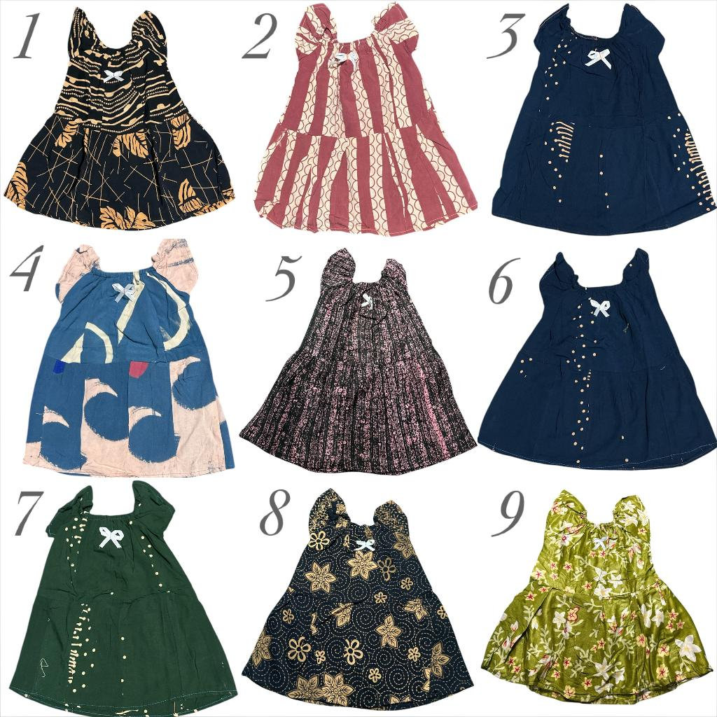 Baju Harian Anak batik pakai lengan / Baju Tidur Anak / Baju / Dress Batik Anak usia 6 bulan - 2 tah