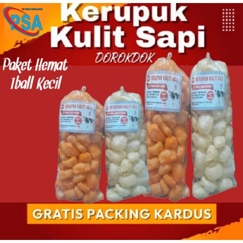 

Drokdok 1ball 200gram / Rambak Kulit Sapi/Kerupuk Kulit Sapi Asli Enak Renyah