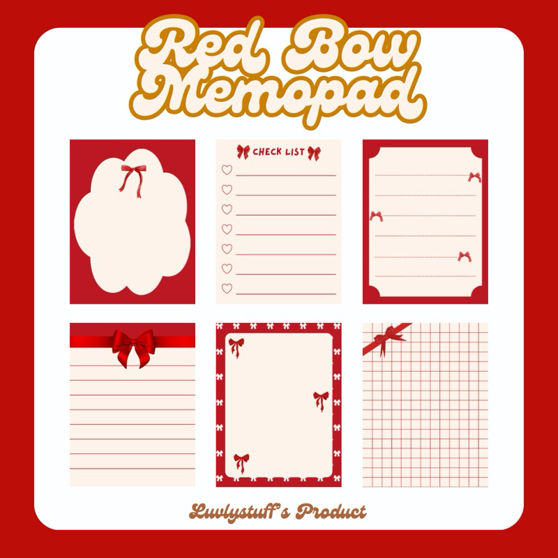 

[Luvlystuff] BOW MEMOPAD CUTE || NOTE MEMO COQUETTE PITA MERAH BIRU PINK UNGU HITAM MONOKROM