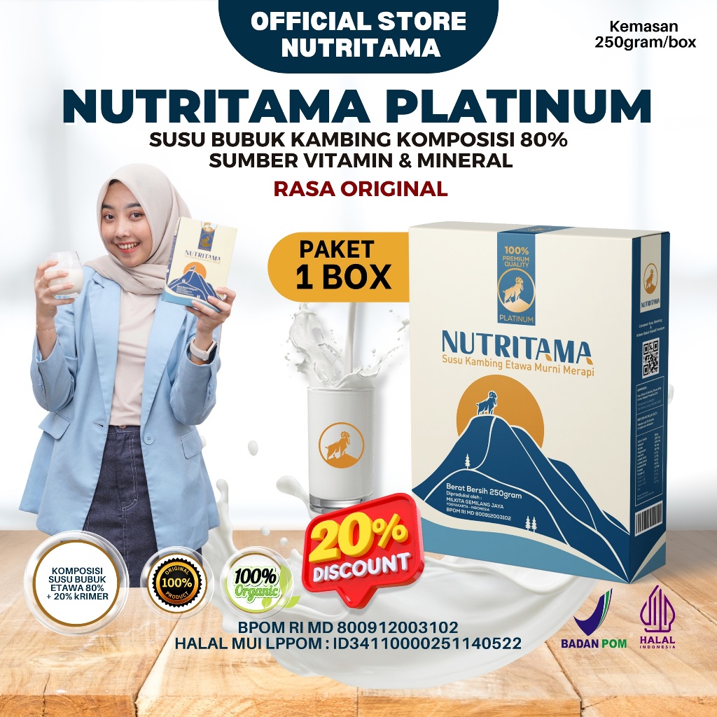 Nutritama Rasa Original Susu Etawaku Platinum | Nutritama Platinum Kemasan 250gram | Susu Etawa Prem