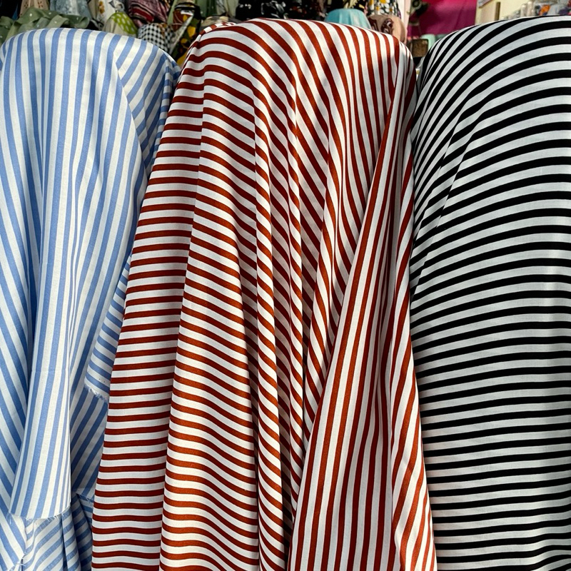 Kain Katun Rayon Viscose / Rayon Motif Salur / Kain Meteran