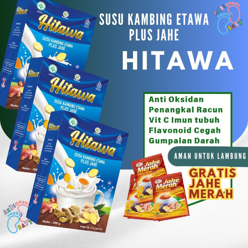 

Hitawa Susu Kambing Etawa plus Herbal Jahe merah temulawak kunyit 200gram gomilk bariklana