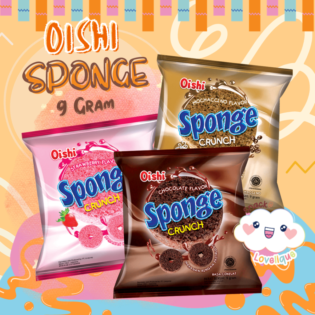 

Oishi Sponge Crunch Stroberi / Cokelat 9 Gram