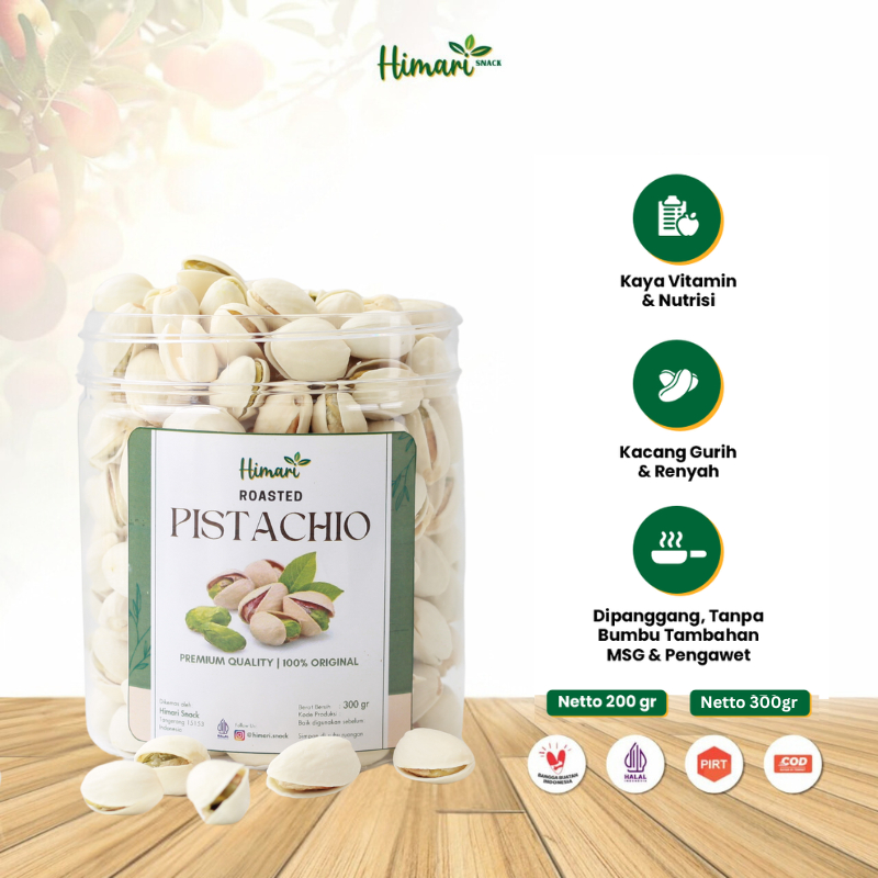 

Kacang Pistachio Fustuk Panggang Gurih Renyah 200-300gr