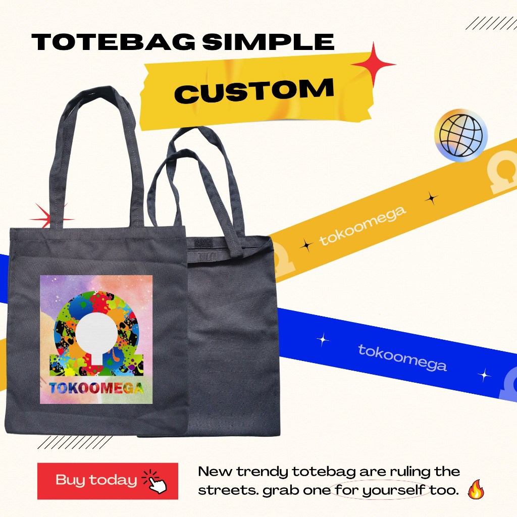 TOTEBAG KANVAS HITAM CUSTOM 30X40