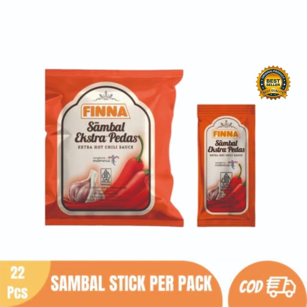 

Saos Pedas Stik Finna 9gr isi 22 Pcs / Saos Chili Sauce Finna / Saus Stik Saus Sachet Finna Ekstra Pedas