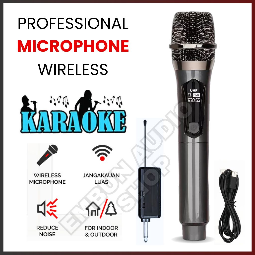Single Mic Wireless Profesional Microphone mic Tanpa Kabel FLECO M-31S | Mic Microphone Karaoke Prof
