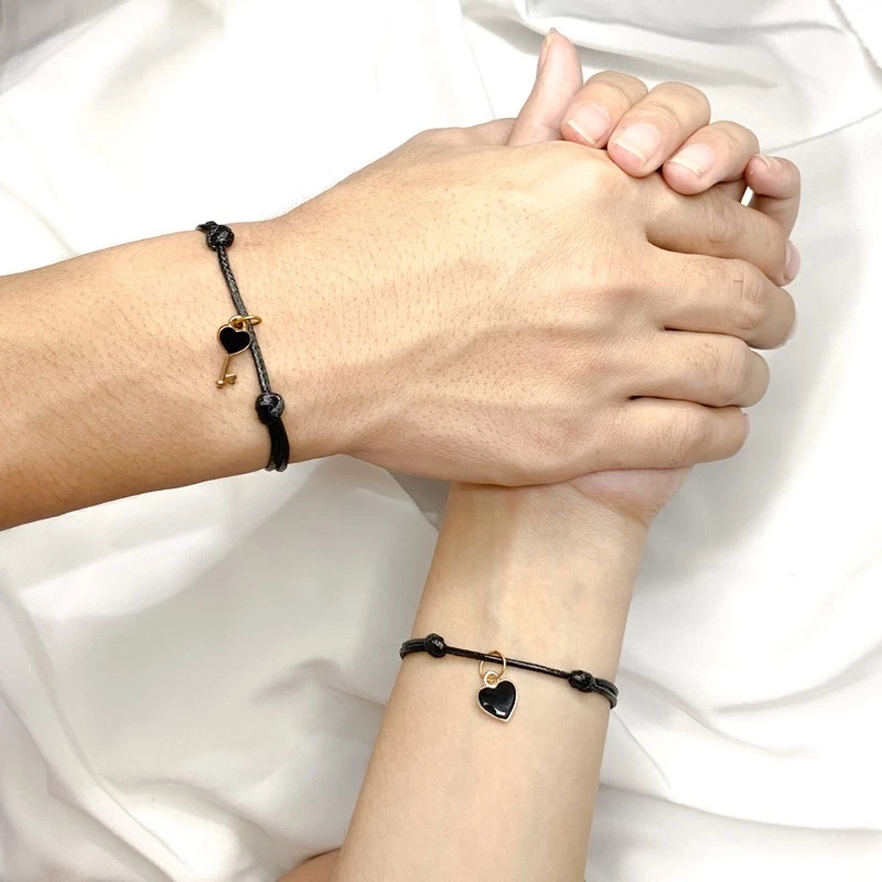 BERKAT- (2PCS) Gelang Kunci Love Couple / Gelang Couple Liontin Gembok Love Kunci Tali Korea