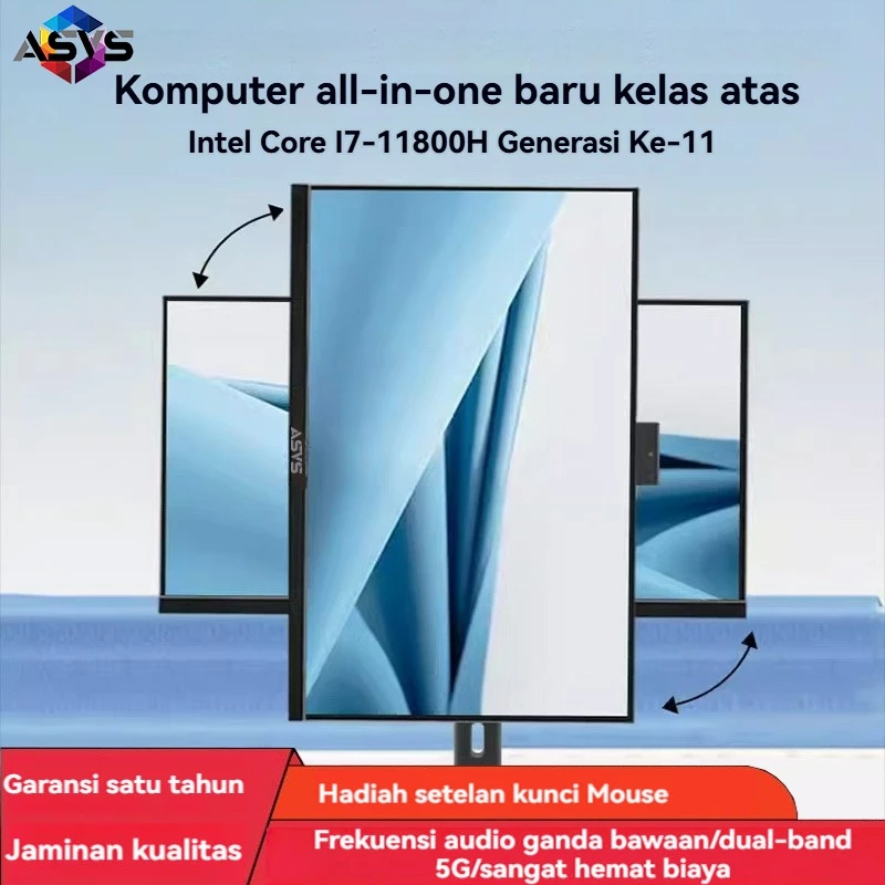 Komputer PC All-in-One asvs terbaru untuk game dan kantor, dengan layar 24 inci yang dapat berputar,