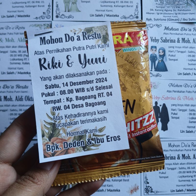 [ISI 100PCS] UNDANGAN KOPI UNDANGAN MINI UNDANGAN SABUN ROKOK MIE MURAH