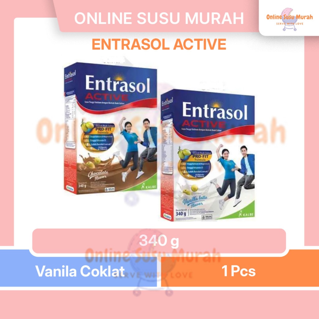 

ENTRASOL ACTIVE PROFIT VANILA COKLAT 340 GR SUSU DEWASA 340GR SSKD