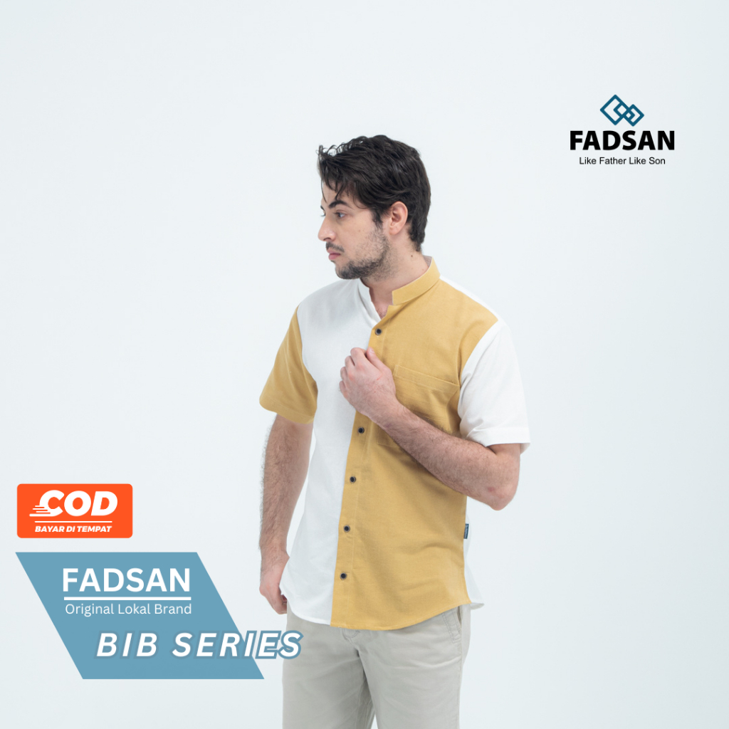 Kemeja Koko Pria Couple Ayah dan Anak Baju Polos Kombinasi Dua Warna Terbaru Lengan pendek Warna Hij