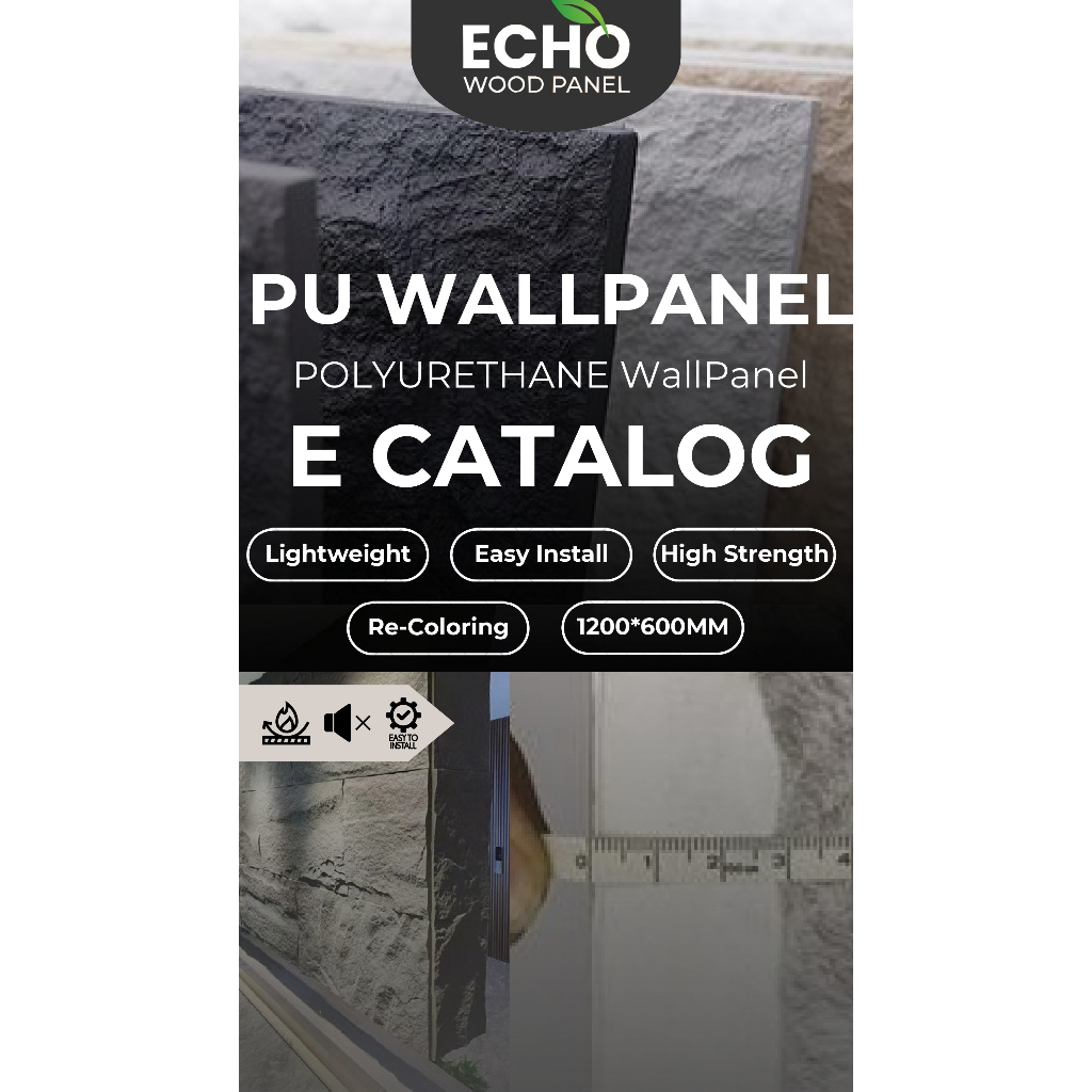 PU Stone Panel Kisaba Motif Batu Alam /3D Wall Panel