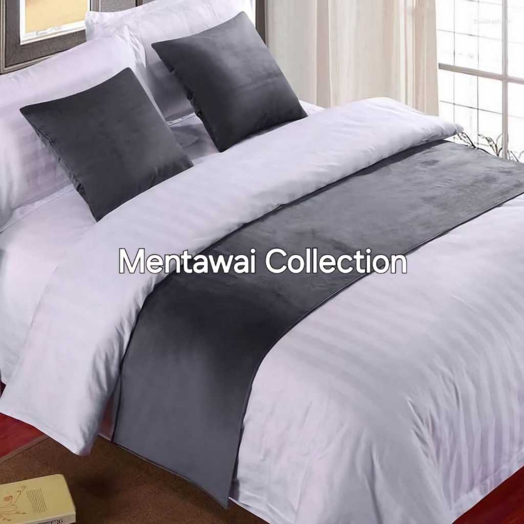 Bed runner Selendang Kasur Hotel Bahan Suede Premium Warna Abu Polos Bisa Custom Ukuran