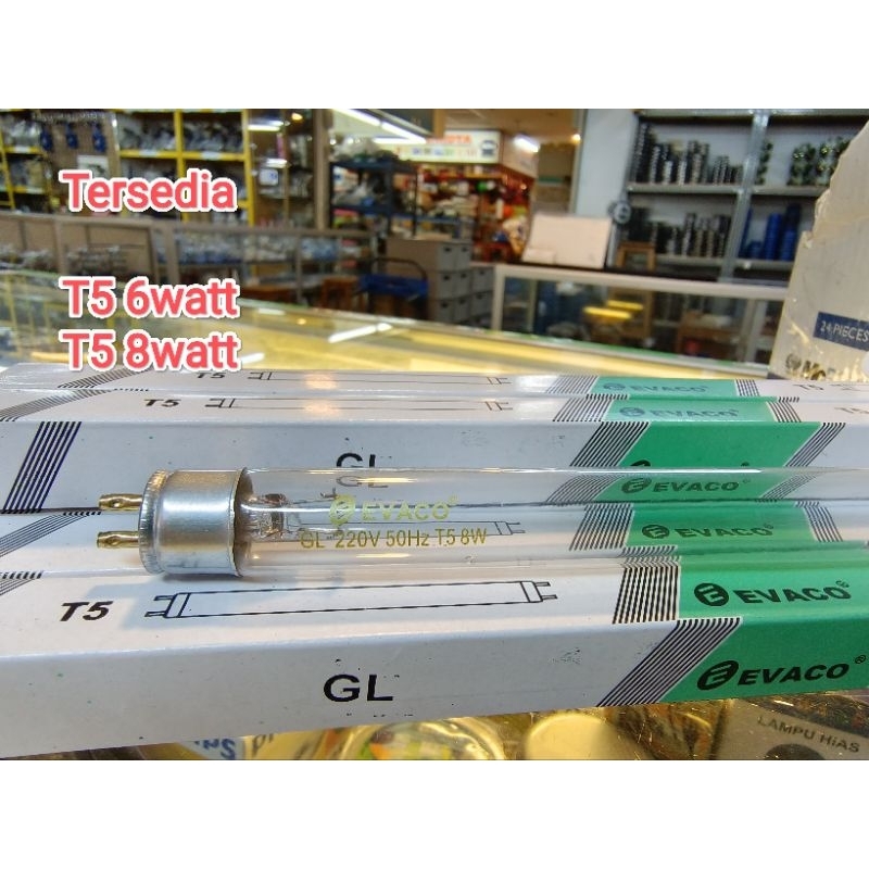 EVACO T5 6w/8watt Lampu kuman UV UVC Germicidal sterilizer  filter air