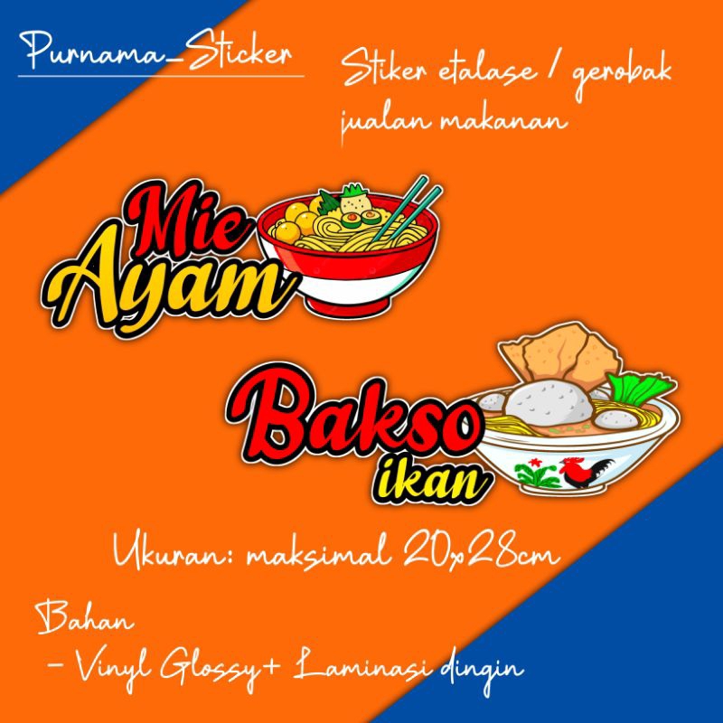 stiker etalase atau gerobak jualan makanan