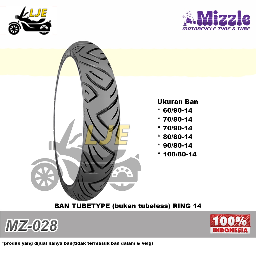 Ban Motor Ring 14 Mizzle MZ028 Tubetype (bukan tubeless) - Ban Baru Mizzle