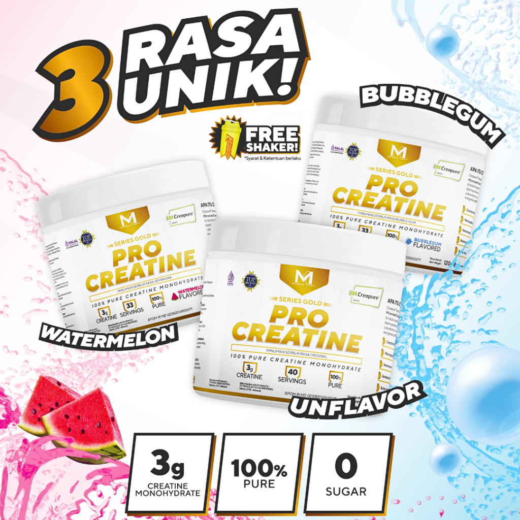 Muscle First NEW Pro Creatine CREAPURE 120 Grams Gold Series WATERMELON BUBBLEGUM UNFLAVORED ORIGINA