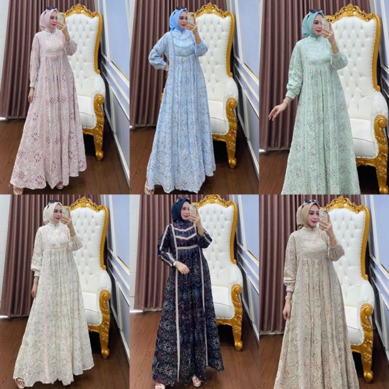 gamis katun bordir // katun premium// by abang adek collection.