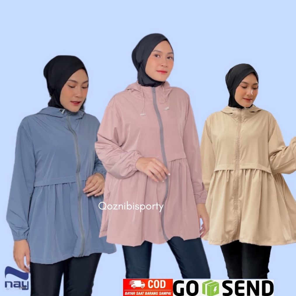 KODE H9N Jacket Jaket Parasut wanita Sport Olahraga Jogging Lari Waterproof Cewek Wanita Muslimah Na