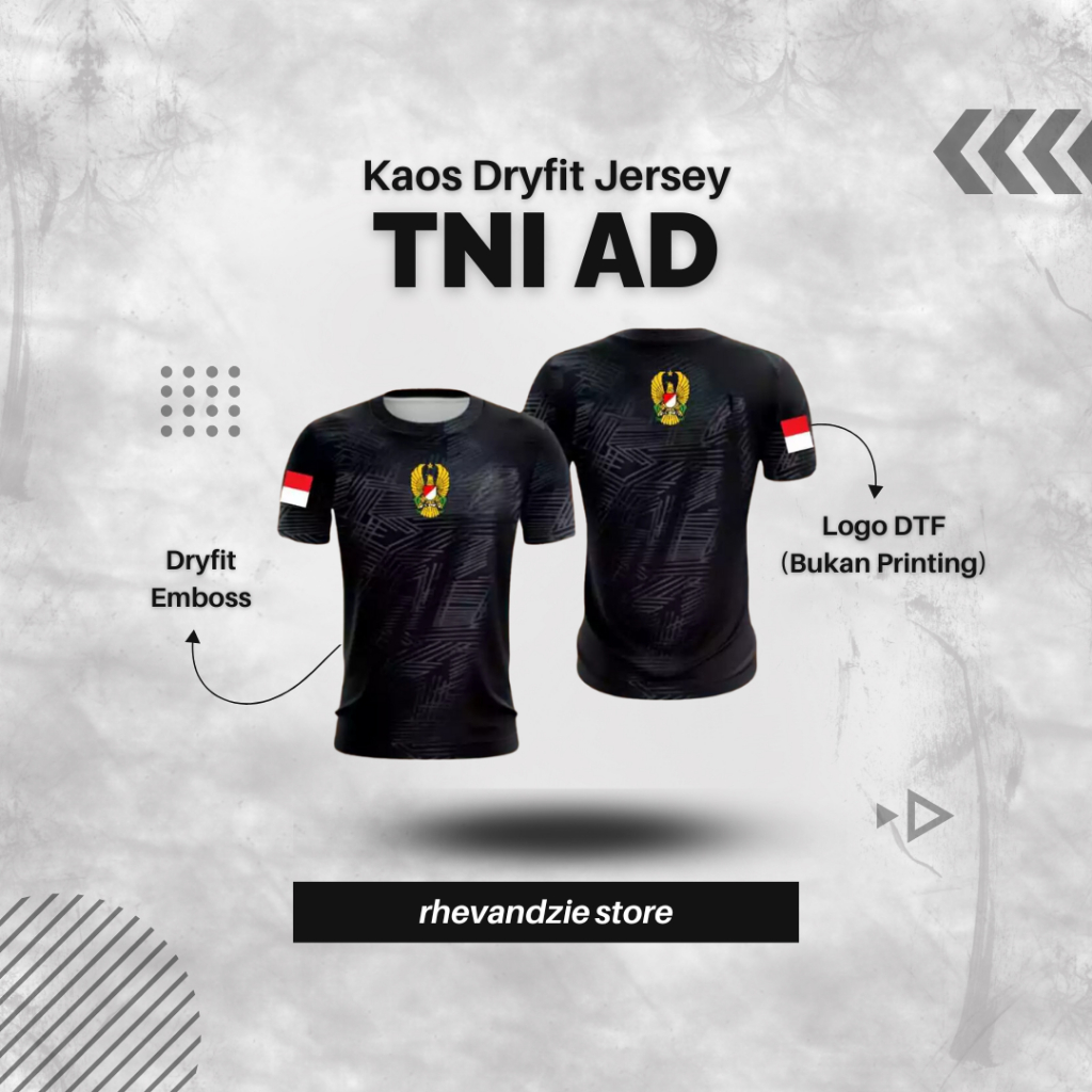 Kaos TNI AD/ Baju Kaos TNI AD logo depan belakang / baju kaos dryfit jersey tni ad / kaos jersey ola