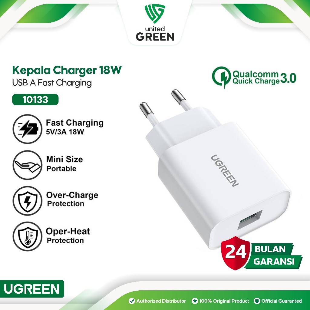 UGREEN Kepala Charger Power Delivery USB A Fast Charging 18 Watt 10133