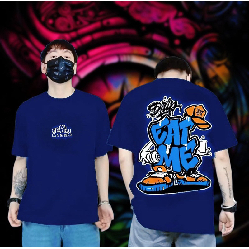 BAJU KAOS OUTFIT  NEVI EATME cotton combad 30s lengan pendek mempish origin - kaos polos hitam pria 