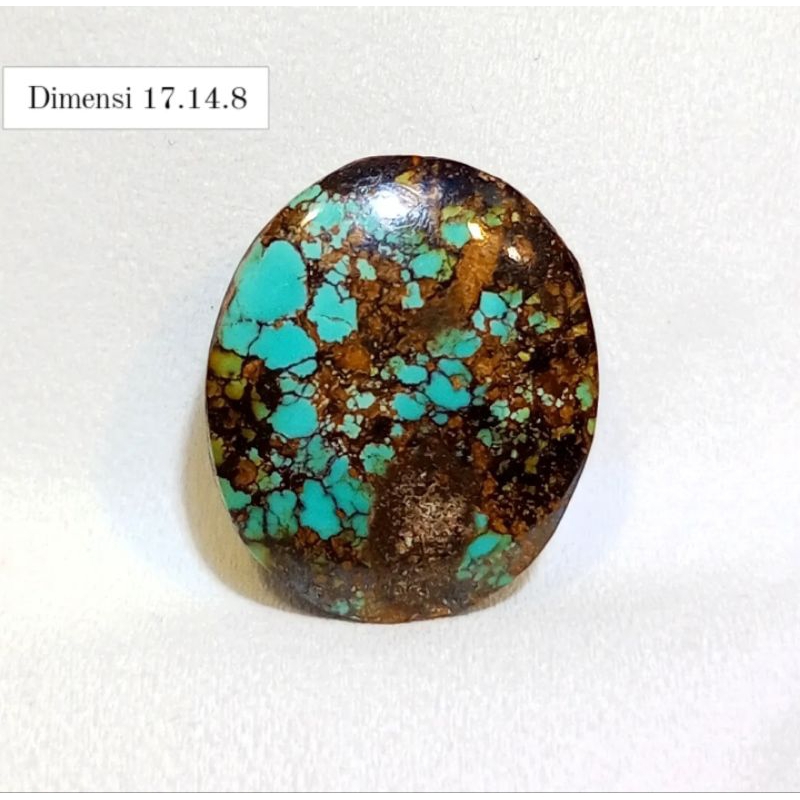 Natural Pirus Persia Biru Toska Urat Emas Ceplok Kuro Lawas