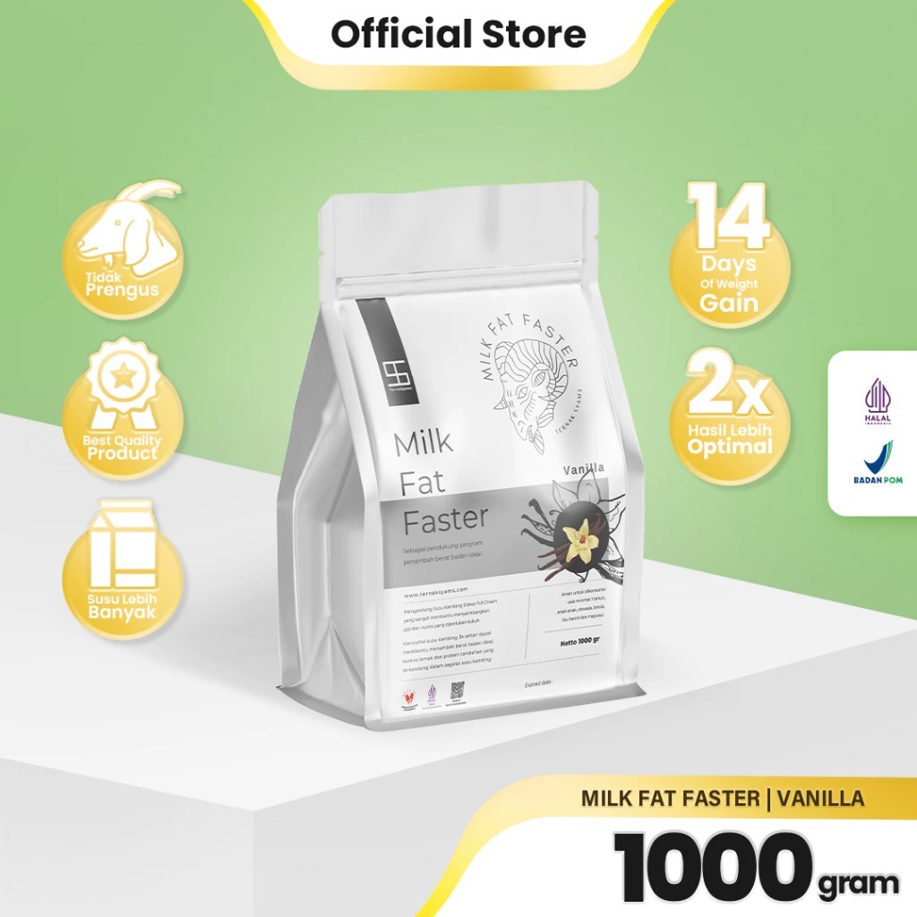 

Ternak Syams Surabaya - Fat Faster Premium Rasa Vanilla 1KG Penambah Berat Badan Penggemuk Etawa
