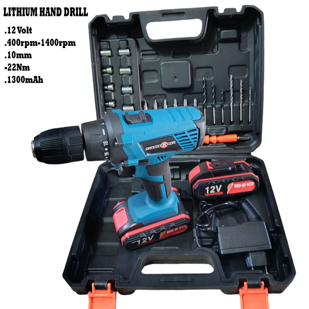 Mesin Bor Cordless SHINING LI 12V Bor Set Drill Bor tanpa Kabel Komplit set Mata Bor & Mata Sok